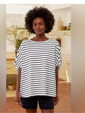Frank and Eileen Tee Lab Olive Capelet Navy French Stripe One Size
